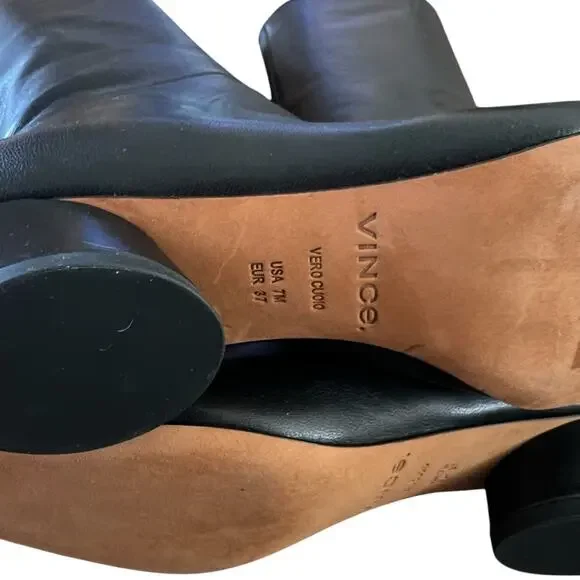 Vince Ramona Leather Minimalist Square Toe Knee High Boots NEW Size 7 - Picture 8 of 11